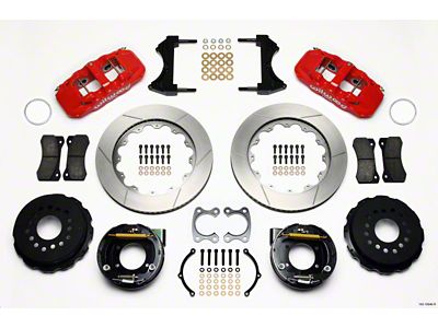Wilwood AERO4 Rear P-Brake Kit 14.00in Red Small Ford 2.66in - 140-10946-R