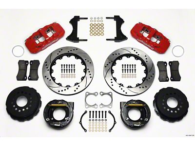 Wilwood AERO4 Rear P-Brake Kit 14.00in Drilled Red Big Ford - 140-10947-DR
