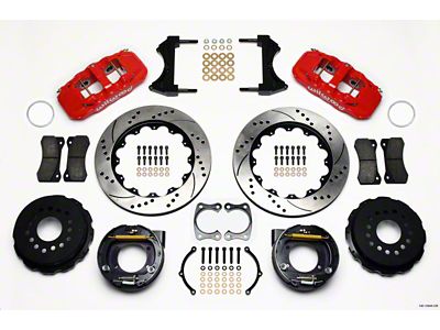 Wilwood AERO4 Rear P-Brake Kit 14.00in Drill Red Big Ford - 140-10948-DR