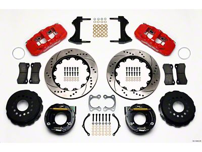 Wilwood AERO4 Rear P-Brake Kit 14.00in Drilled Red Small Ford - 140-10949-DR