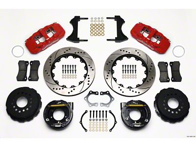 Wilwood AERO4 Rear P-Brake Kit 14.00in Drill Red Mopar/Dana 2.36in - 140-10951-DR