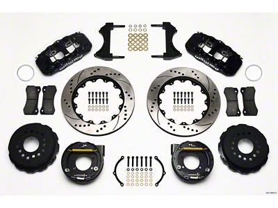 Wilwood AERO4 Rear P-Brake Kit 14.00in Drilled Ford 8.8 w/2.5in - 140-10952-D