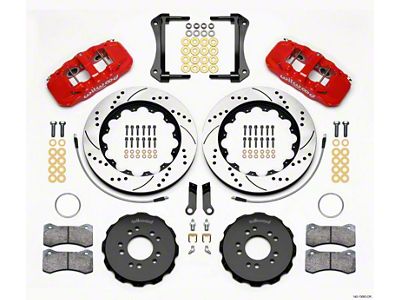 Wilwood AERO6 Front Hat Kit 14.00 Drilled Red 2005-2014 Mustang - 140-13685-DR