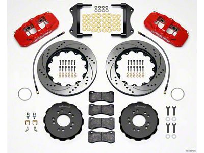 Wilwood AERO6 Front Hat Kit 14.25 Drilled Red 2014-Up Corvette - 140-13697-DR