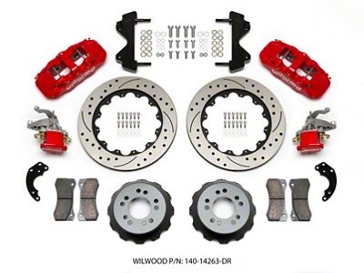 Wilwood AERO4 / MC4 Rear Kit 14.00 Drilled Red Currie - 140-14263-DR