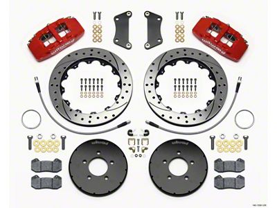 Wilwood Dynapro 6 Front Hat Kit 12.88in Drilled Red 2005-Up - 140-13581-DR