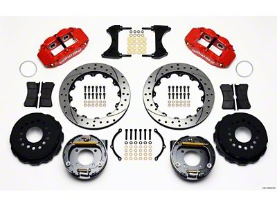 Wilwood Narrow Superlite 4R Rear P-Brk Kit 12.88in Drilled Red - 140-10908-DR