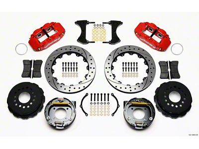 Wilwood Narrow Superlite 4R Rear P-Brk Kit 12.88in Drilled Red - 140-10909-DR