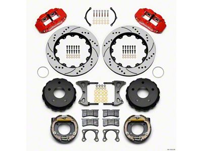 Wilwood Narrow Superlite 4R Rear P-Brk Kit 14.00in Drill Red - 140-13333-DR