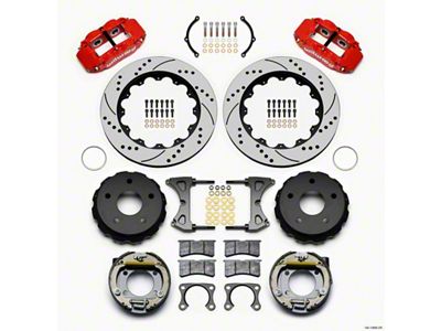 Wilwood Narrow Superlite 4R Rear P-Brk Kit 14.00in Drilled Red - 140-13666-DR
