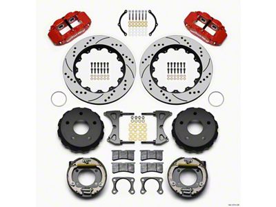 Wilwood Narrow Superlite 4R Rear P-Brk Kit 14.00in Drill Red - 140-13731-DR