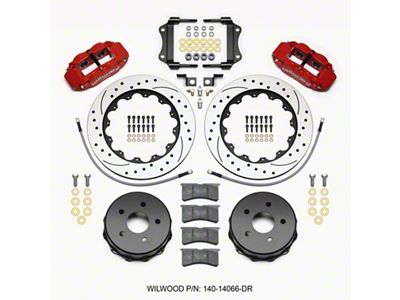 Wilwood Narrow Superlite 4R Rear Kit 14.00in Drilled Red 2007-up - 140-14066-DR