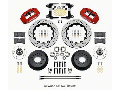 Wilwood Narrow Superlite 6R Front Hub Kit 14.00in Drill Red - 140-15279-DR
