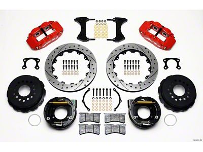 Wilwood Narrow Superlite 4R Rear P-Brk Kit 12.88in Drilled Red - 140-9216-DR