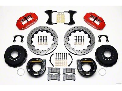Wilwood Narrow Superlite 4R Rear P-Brk Kit 12.88in Drilled Red - 140-9218-DR
