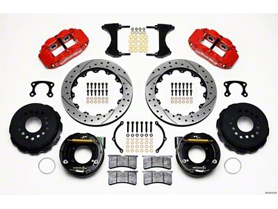Wilwood Narrow Superlite 4R Rear P-Brk Kit 12.88in Drill Red - 140-9219-DR