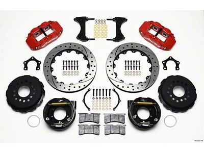 Wilwood Narrow Superlite 4R Rear P-Brk Kit 12.88in Drilled Red - 140-9222-DR