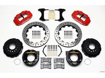 Wilwood Narrow Superlite 4R Rear P-Brk Kit 12.88in Drilled Red - 140-9223-DR