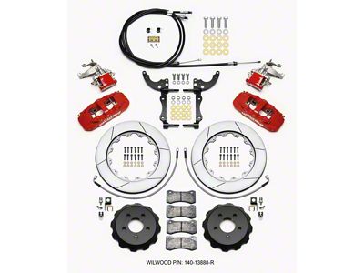 Wilwood AERO4 / MC4 Rear Kit 14.00 Red 2015-Up Mustang - 140-13888-R
