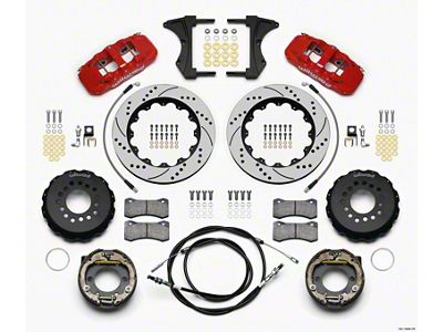 Wilwood AERO4 Rear Kit 14.00 Drilled Red 2005-2014 Mustang w/ - 140-13686-DR