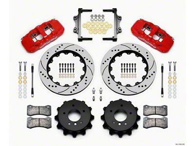 Wilwood AERO4 Rear Kit 14.00 Drilled Red 2007-2011 BMW E90 - 140-13583-DR