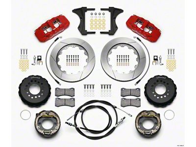 Wilwood AERO4 Rear Kit 14.00 Red 2005-2014 Mustang w/ BMR - 140-13686-R