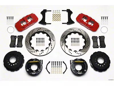 Wilwood AERO4 Rear P-Brake Kit 14.00in Drill Red 2005-2014 Mustang - 140-10950-DR