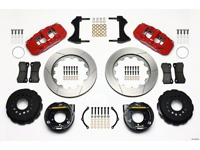 Wilwood AERO4 Rear P-Brake Kit 14.00in Red 2005-2014 Mustang - 140-10950-R