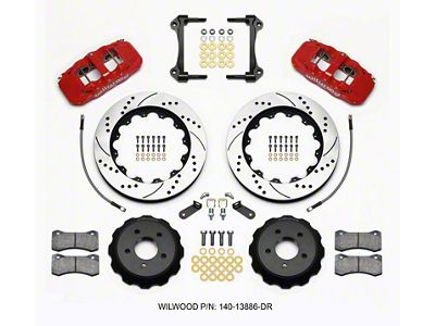 Wilwood AERO6 Front Hat Kit 14.00 Drilled Red 2015-Up Mustang - 140-13886-DR