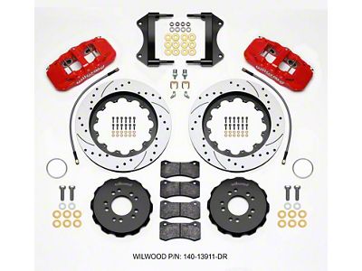 Wilwood AERO6 Front Hat Kit 15.00 Drilled Red 2014-up Corvette - 140-13911-DR