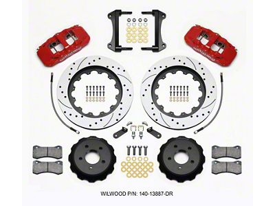 Wilwood AERO6 Front Hat Kit 15.00 Drilled Red 2015-Up Mustang - 140-13887-DR