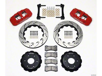 Wilwood AERO6 Front Truck Kit 14.25in Drill Red 1999-2014 GM - 140-9789-DR