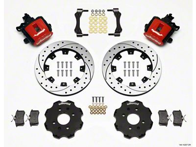 Wilwood Combination Parking Brake Rear Kit 12.19in Drilled Red Civic - 140-10207-DR