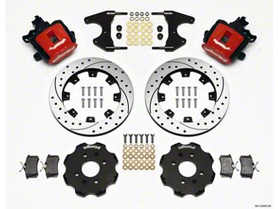 Wilwood Combination Parking Brake Rear Kit 12.19in Drilled Red Civic - 140-10209-DR