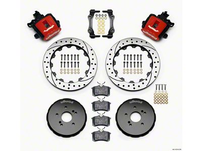 Wilwood Combination Parking Brake Rear Kit 12.88in Drilled Red - 140-10310-DR
