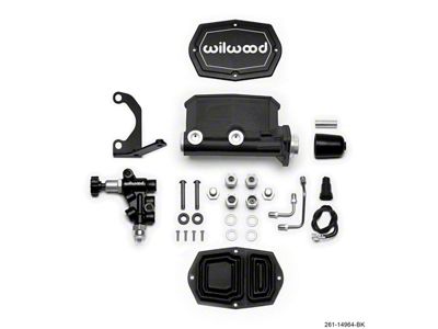 Wilwood Compact Tandem M/C - 1.12in Bore - w/Bracket and - 261-14964-BK