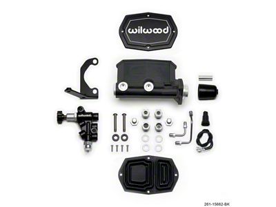 Wilwood Compact Tandem M/C - 1.12in Bore w/RH Bracket and - 261-15662-BK