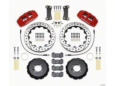 Wilwood Dynapro 6 Front Hat Kit 12.88in Drilled Red 2002-Up - 140-13062-DR