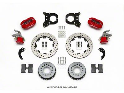 Wilwood Forged Dynalite P/S Rear Kit w/MC4 P-Brake Drill Red - 140-14224-DR