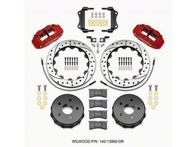 Wilwood Narrow Superlite 4R Rear Kit 12.88in Drilled Red 2007-up - 140-13969-DR