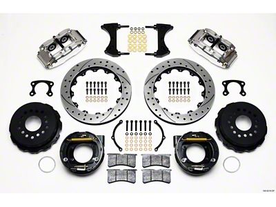 Wilwood Narrow Superlite 4R Rear P-Brk Kit 12.88in Drill Polish - 140-9218-DP