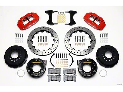 Wilwood Narrow Superlite 4R Rear P-Brk Kit 12.88in Drill Red - 140-9221-DR