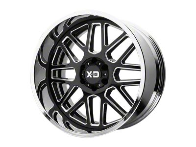 XD Grenade Gloss Black Milled with Chrome Lip Wheel; 22x12; -44mm Offset