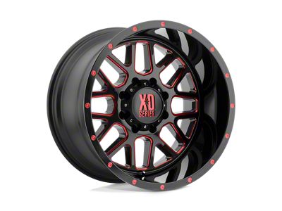 XD Grenade Satin Black Milled with Red Clear Coat Wheel; 18x9; -12mm Offset; 5x127mm Bolt Pattern; 78.10mm Hub Bore