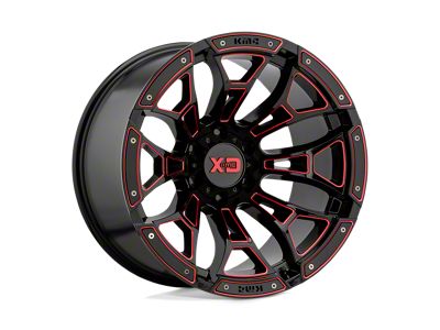 XD Boneyard Gloss Black Milled with Red Tint Wheel; 20x10; -18mm Offset; 8x170mm Bolt Pattern; 125.10mm Hub Bore