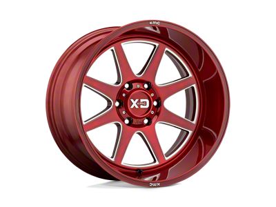 XD Pike Brushed Red with Milled Accent Wheel; 20x10; -18mm Offset; 8x170mm Bolt Pattern; 125.10mm Hub Bore