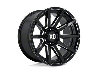 XD Outbreak Gloss Black Milled Wheel; 22x10; 12mm Offset; 8x180mm Bolt Pattern; 124.20mm Hub Bore