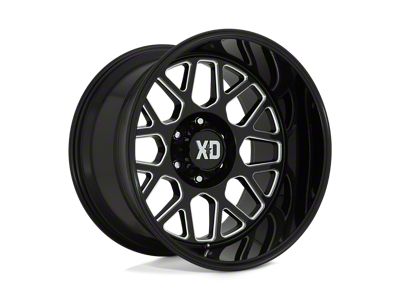 XD Grenade 2 Gloss Black Milled Wheel; 20x10; -18mm Offset; 6x139.7mm Bolt Pattern; 106.10mm Hub Bore