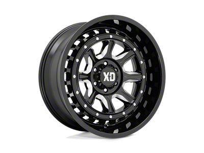 XD Outlander Gloss Black Milled Wheel; 22x10; -18mm Offset; 8x170mm Bolt Pattern; 125.10mm Hub Bore