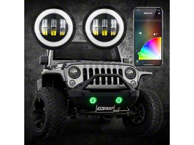XK Glow 4In Black RGB LED Jeep Wrangler Fog Light - XK042010-B